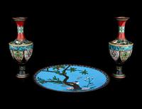 Three Japanese Cloisonne Articles