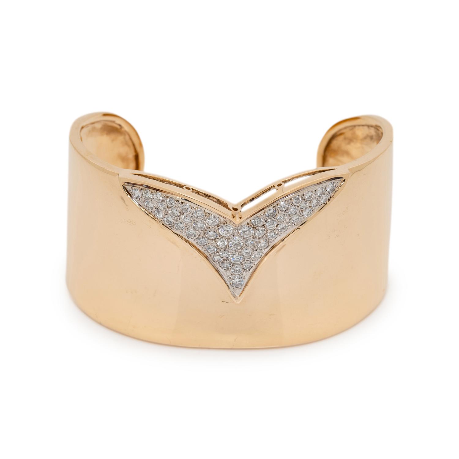 YELLOW GOLD AND DIAMOND CUFF BRACELET
