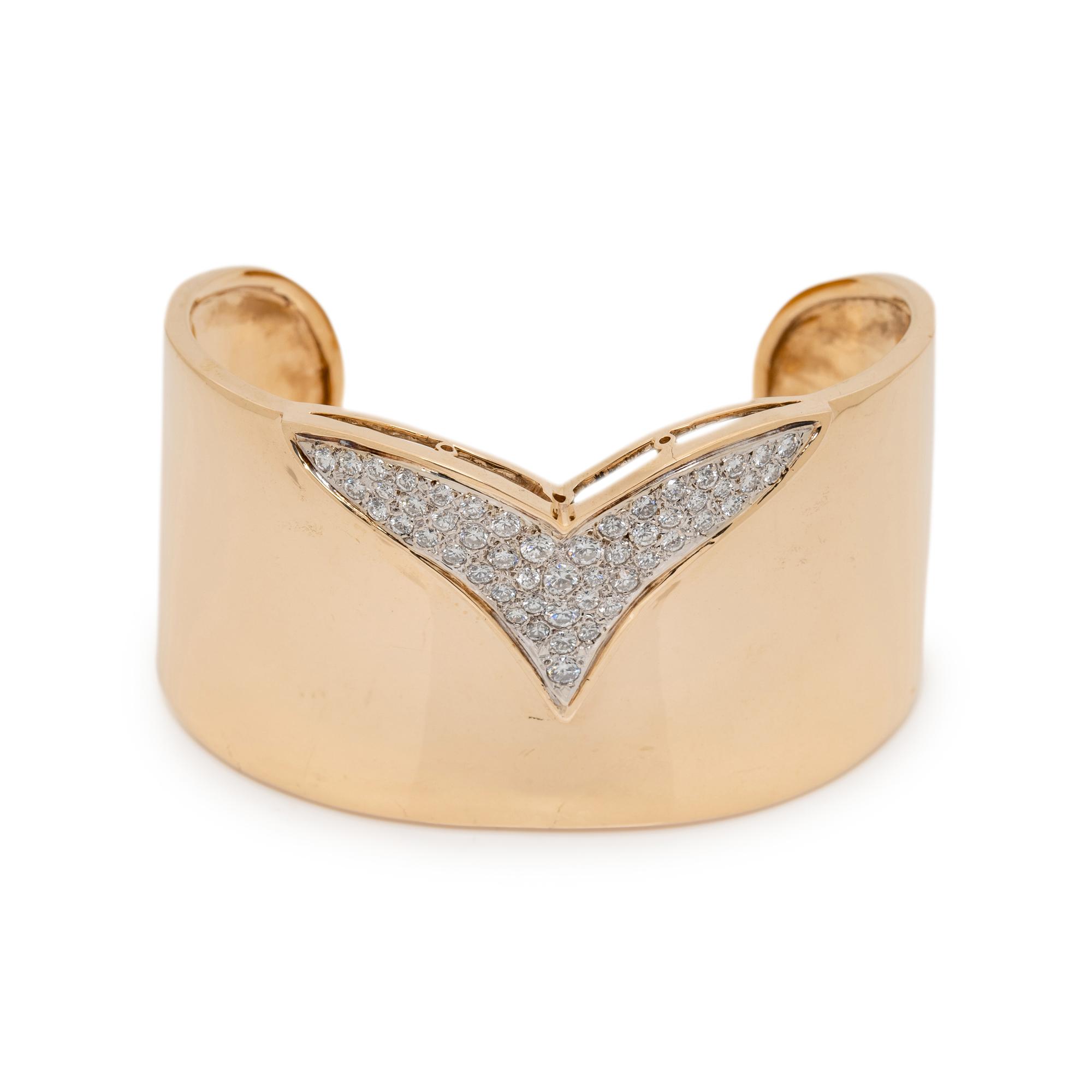 YELLOW GOLD AND DIAMOND CUFF BRACELET