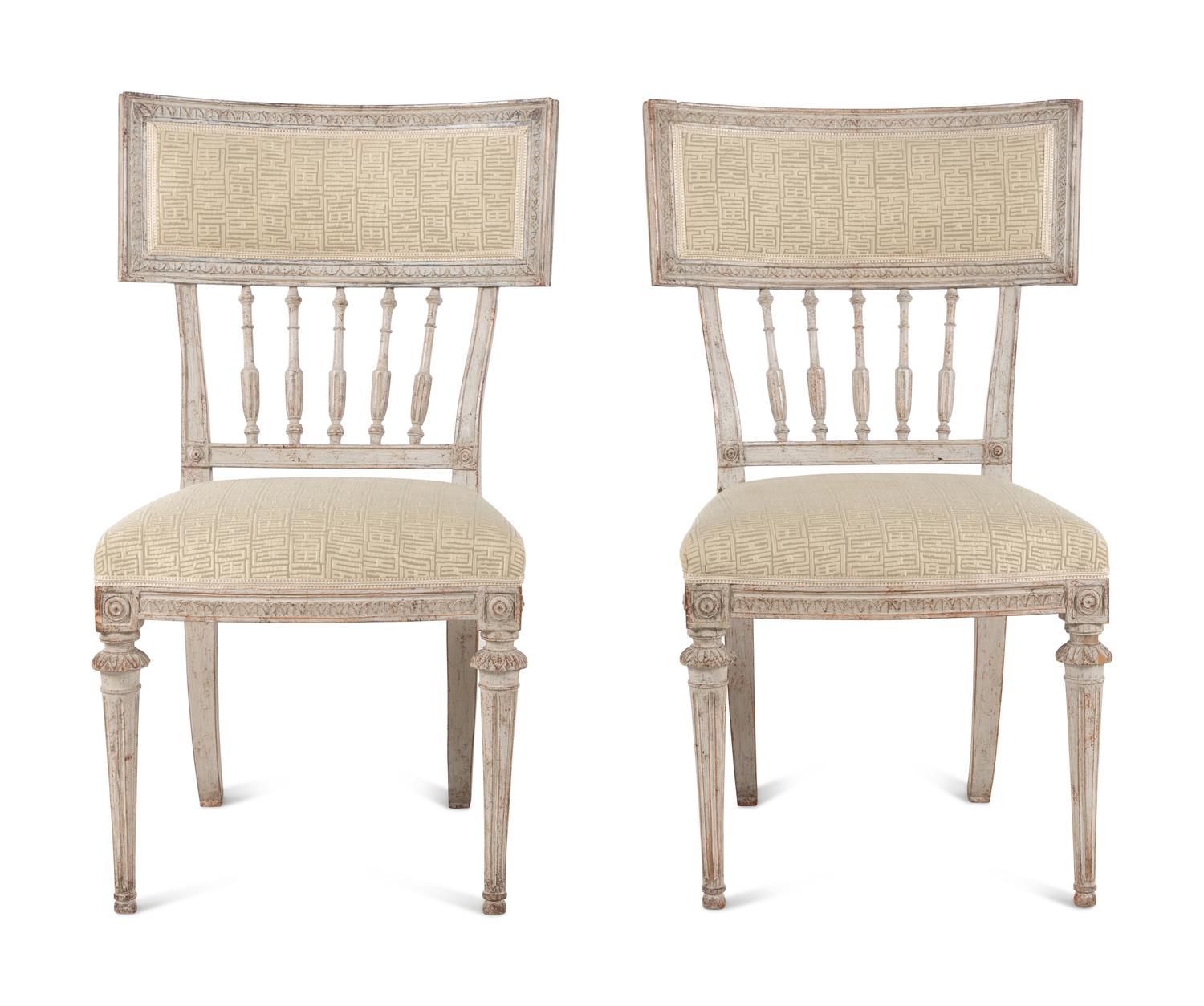 A Pair of Louis XVI White-Painted Side Chairs