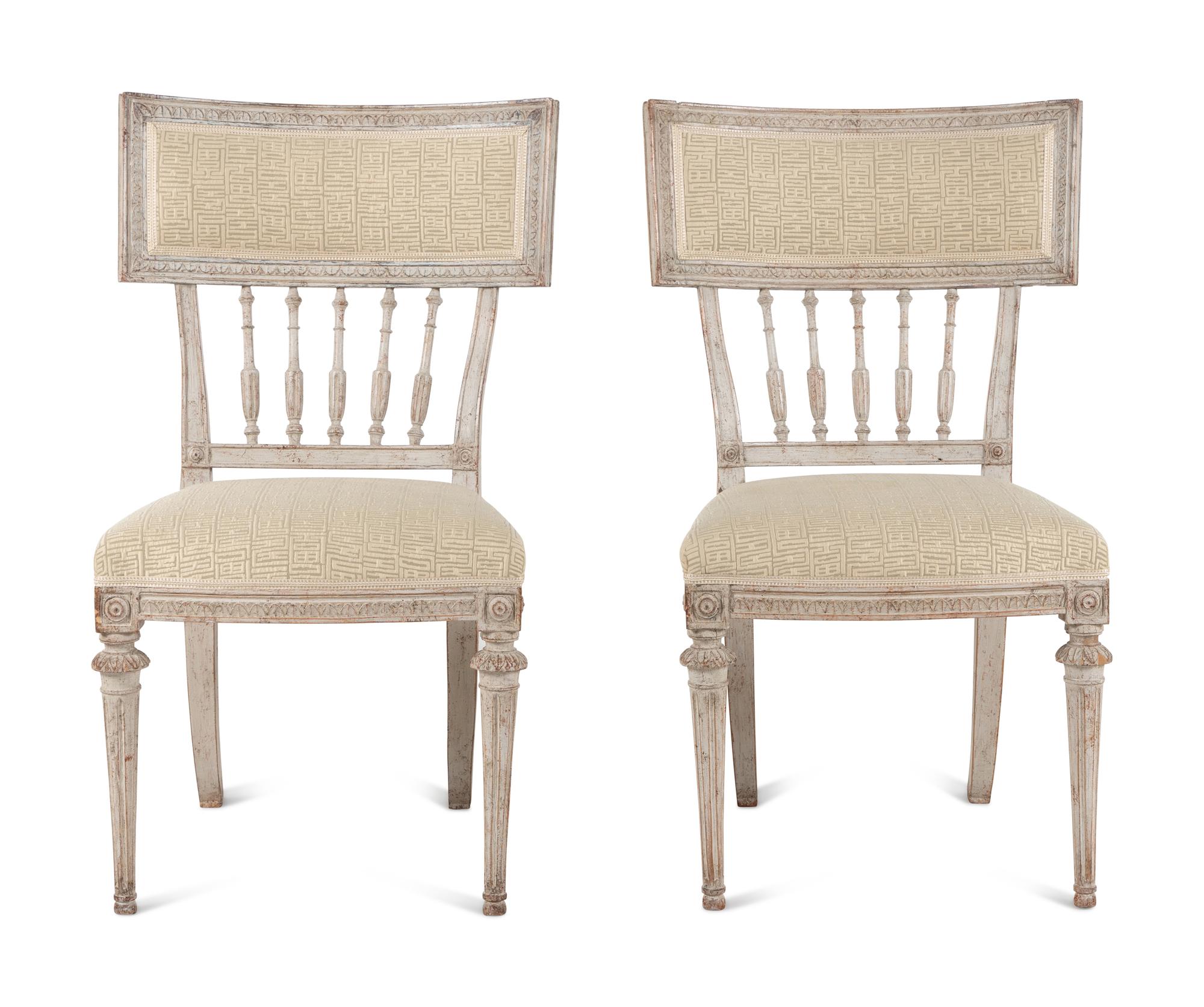 A Pair of Louis XVI White-Painted Side Chairs