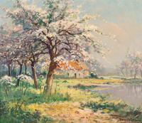 Eugene Demester, (French, b. 1914), Flowering Tree on Riverside