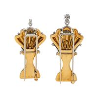 SPAULDING & CO., A PAIR OF DIAMOND AND BLUE ENAMEL CHESS PIECE BROOCHES