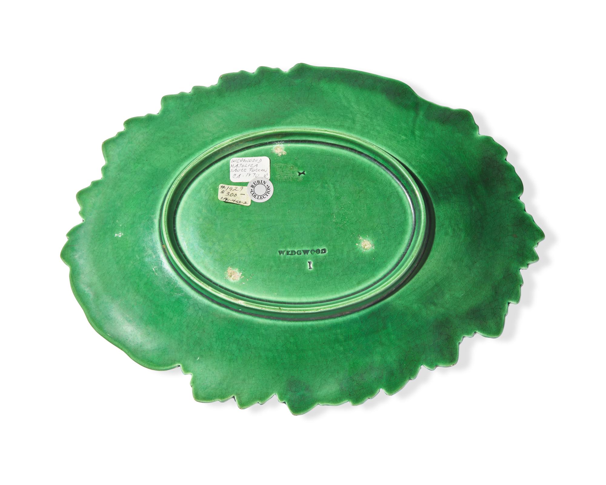 A Wedgwood Majolica Cabbage Covered Sauce Tureen and Undertray