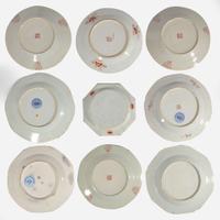 Fourteen assorted Chinese export porcelain clobbered plates and dishes 外銷瓷一組十六件 18th to first half 19th century ??????????