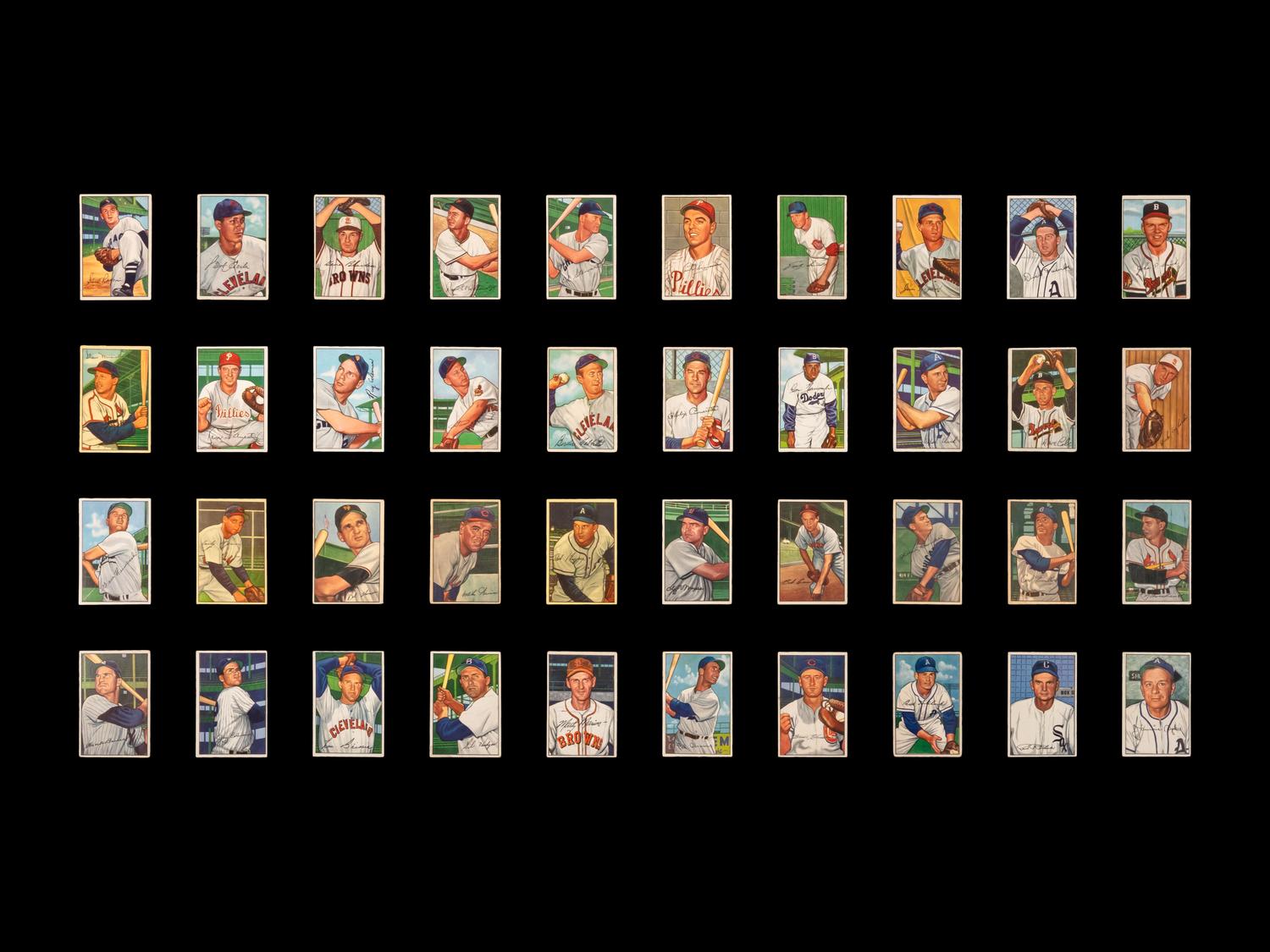 A Group of 81 1952 Bowman Baseball Cards Including Multiple Hall of Famers