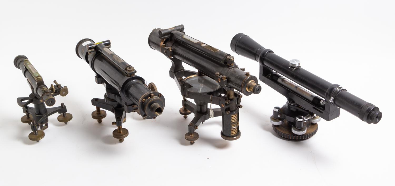 A Group of Four Surveyor's Levels Length of longest scope 18 1/2 inches. — EARLY 20TH CENTURY AND LATER