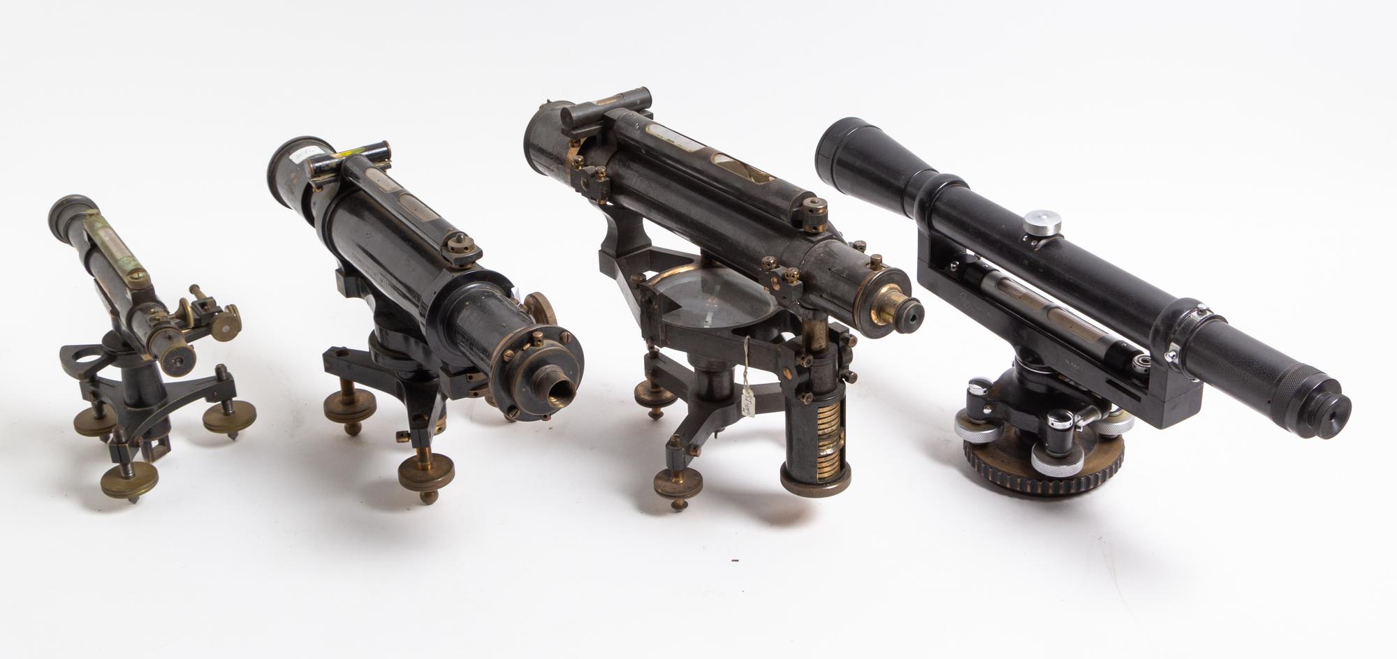 A Group of Four Surveyor's Levels Length of longest scope 18 1/2 inches. — EARLY 20TH CENTURY AND LATER