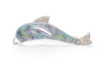 An 18 Karat Gold, Rock Crystal, Opal and Diamond Brooch, Vhernier, 10.40 dwts.