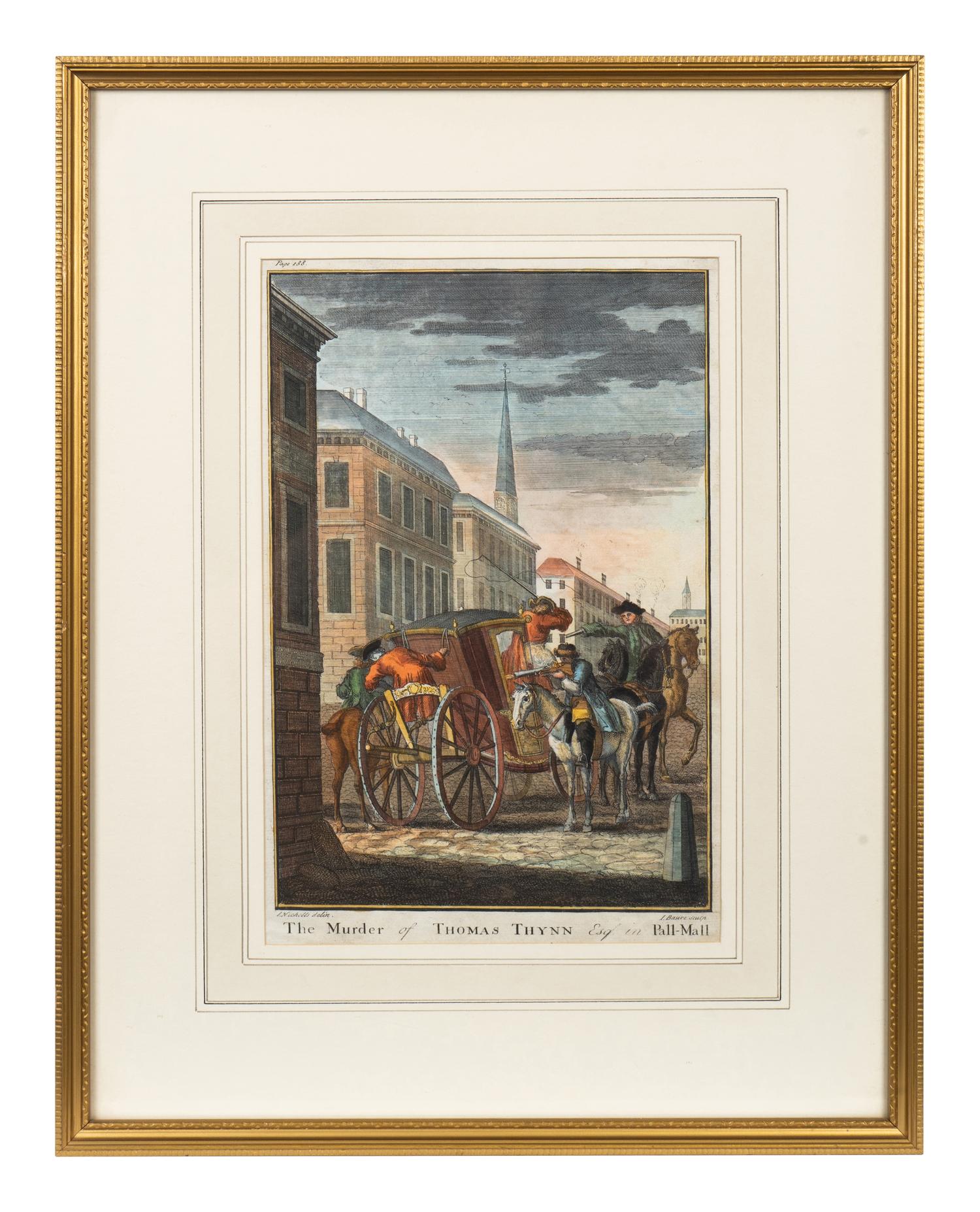 A Set of Five English Handcolored Steel Engravings — 18TH CENTURY