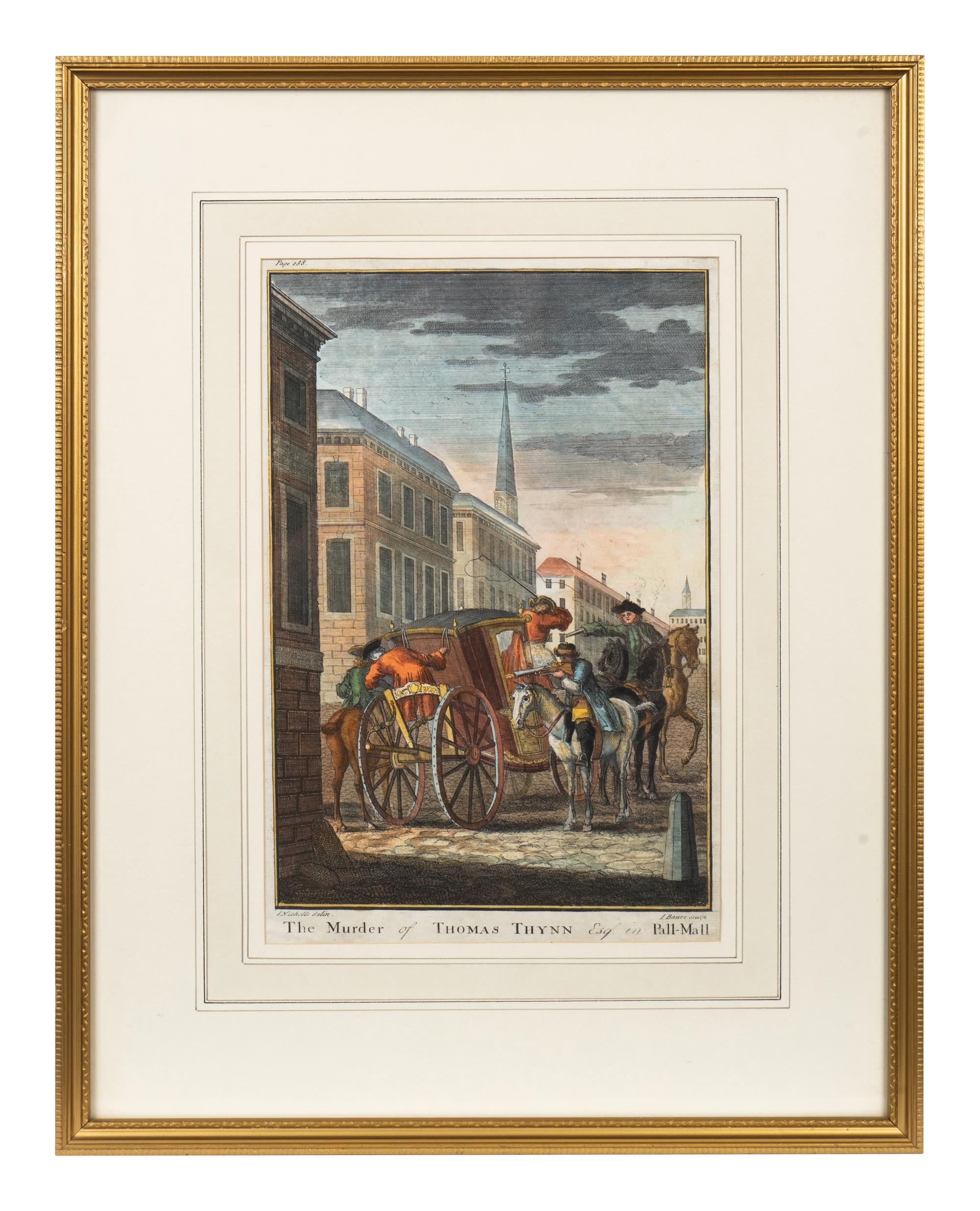 A Set of Five English Handcolored Steel Engravings — 18TH CENTURY