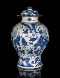 A Chinese Blue and White Porcelain Covered Jar, Jiangjunguan