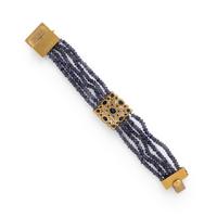 Anaconda, Yellow Gold and Iolite Bracelet and Earrings