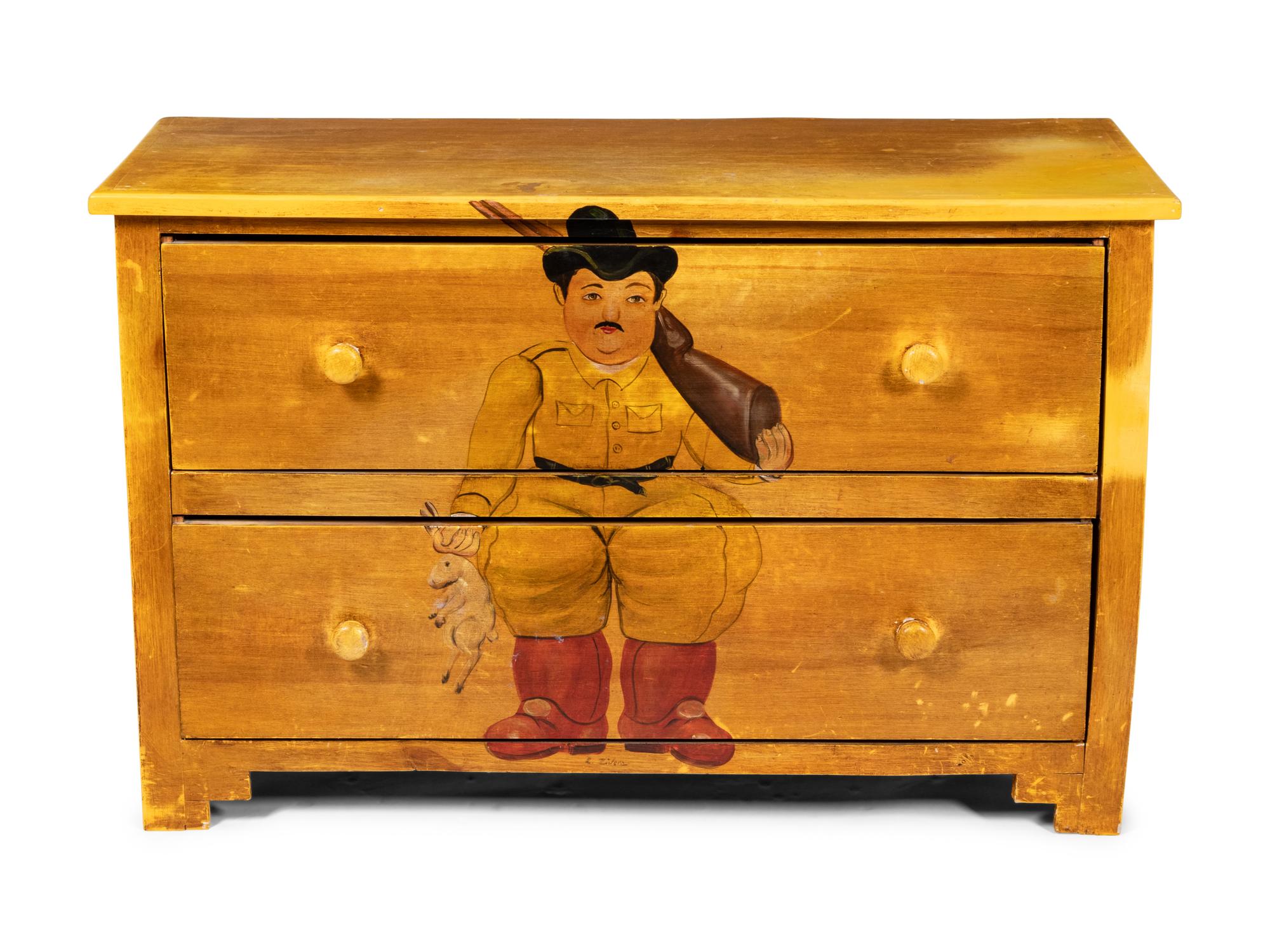 A Pair of Chests Painted After Fernando Botero
