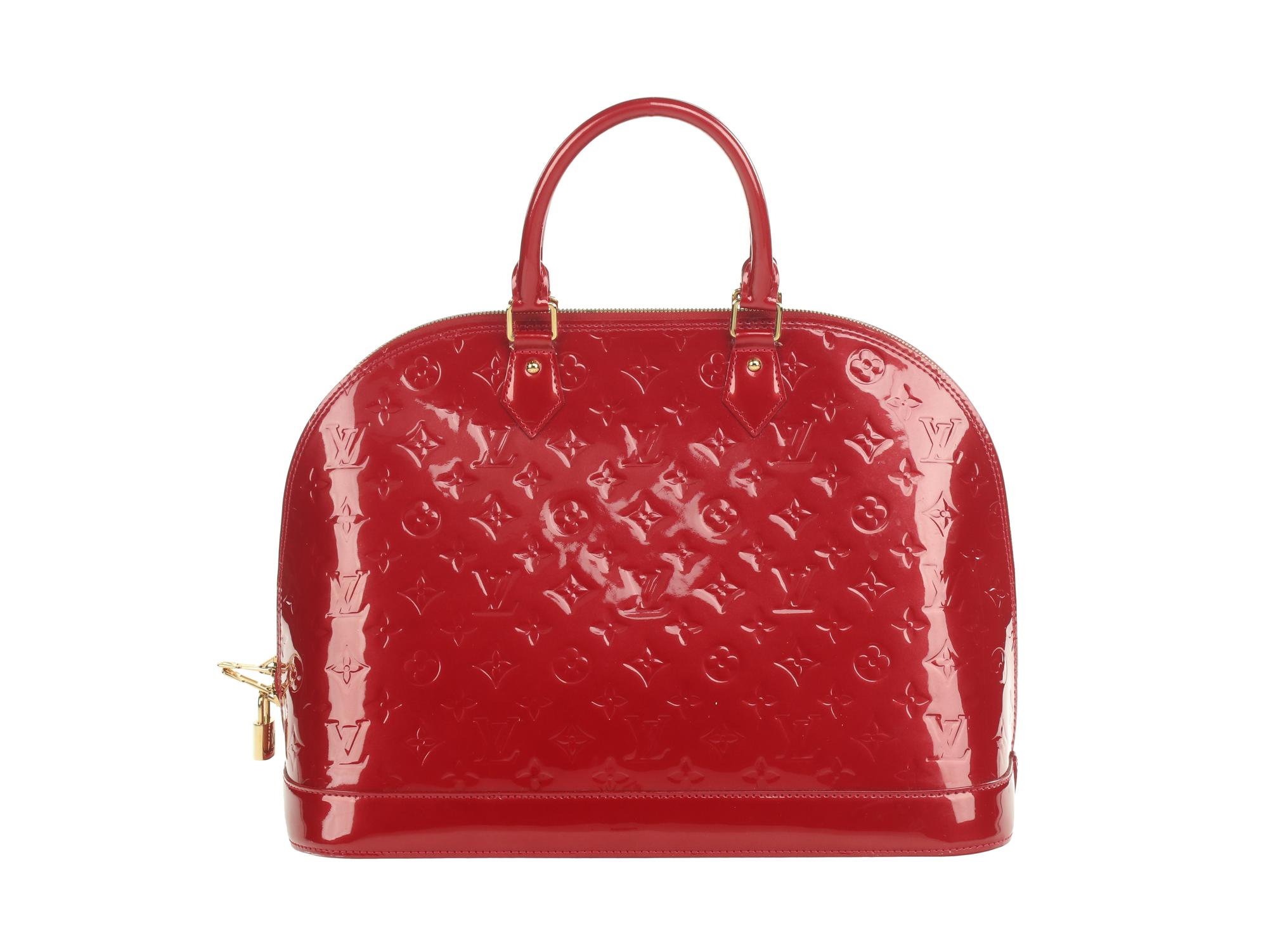 Louis Vuitton Red Patent Monogram Alma Handbag & Cosmetic Bag