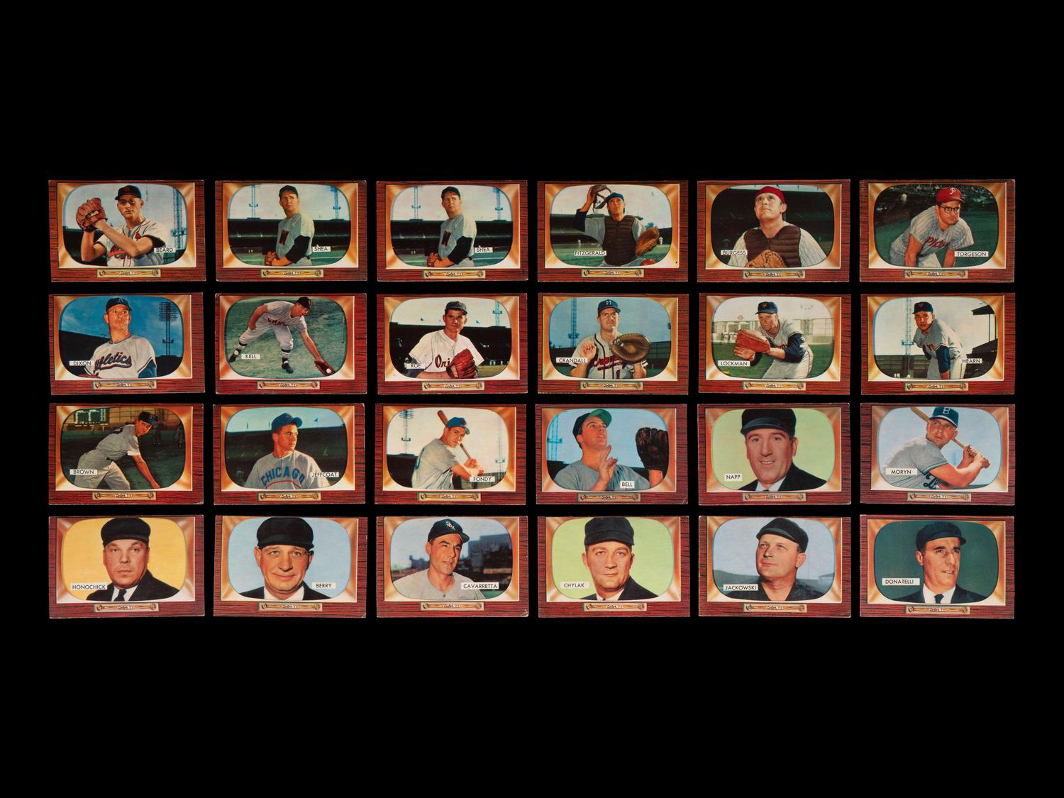 A Group of 160 1955 Bowman Baseball Cards Including Multiple Hall of Famers,