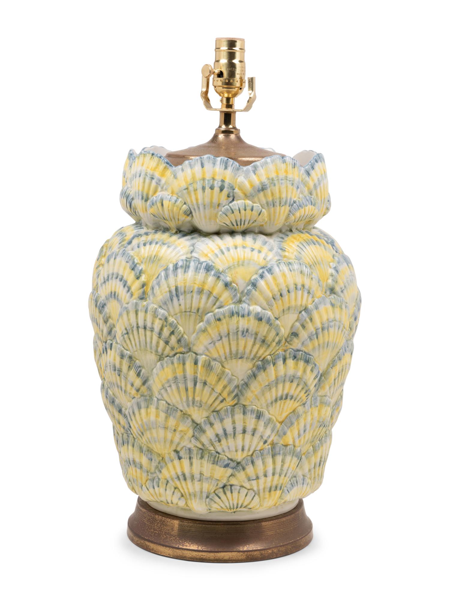 A Mottahedeh Porcelain Shell Lamp