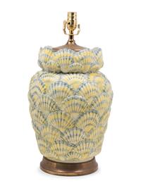 A Mottahedeh Porcelain Shell Lamp