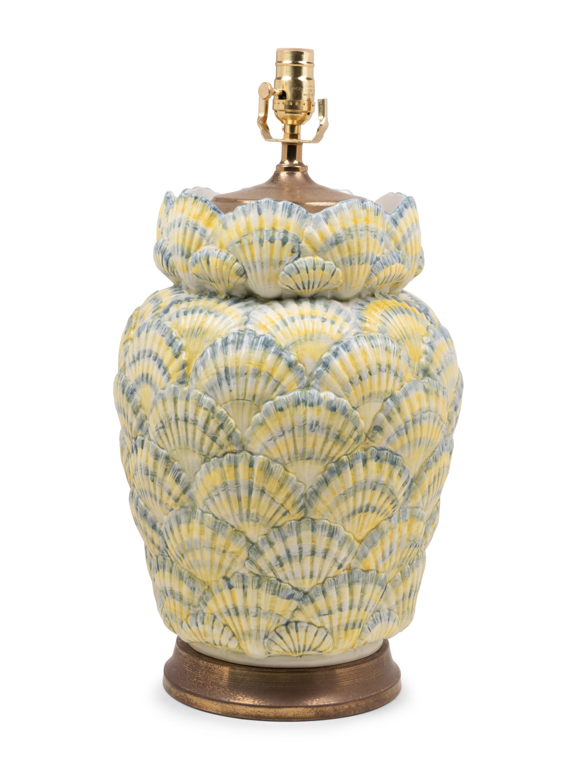 A Mottahedeh Porcelain Shell Lamp
