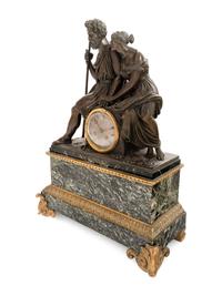 A French Bronze and Marble Figural Clock