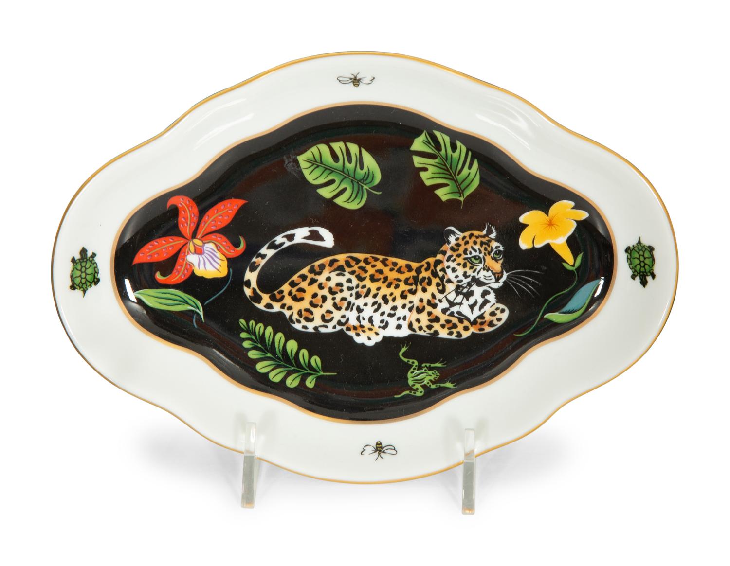 A Lynn Chase Porcelain Jaguar Jungle Dinner Service