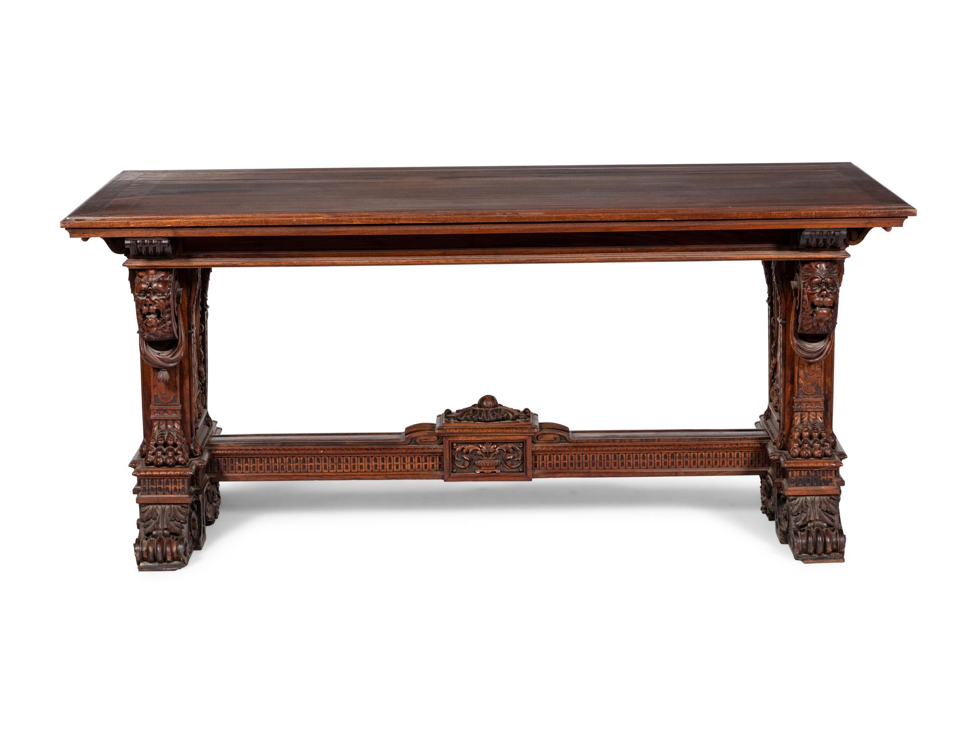 A Renaissance Revival Walnut Refectory Table
