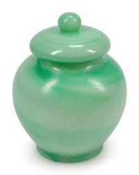 A Chinese Export Green Glass Jar and Cover