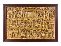 A Chinese Export Pierce Carved Giltwood Panel