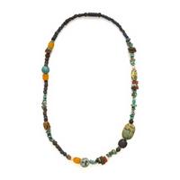 Scarab, Turquoise, and Hardstone Beaded Necklace