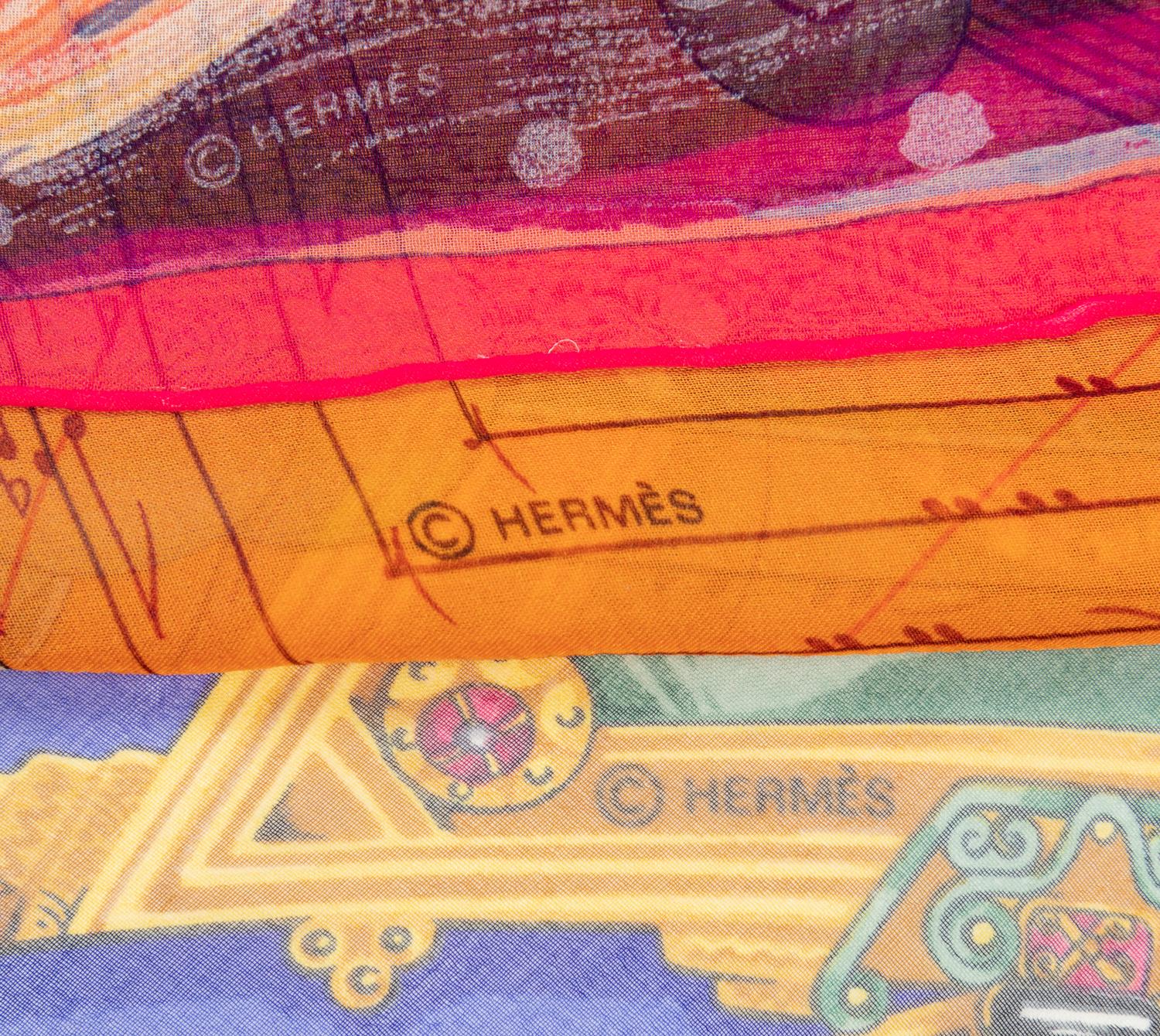 Three Hermès 90cm Silk Chiffon Scarves