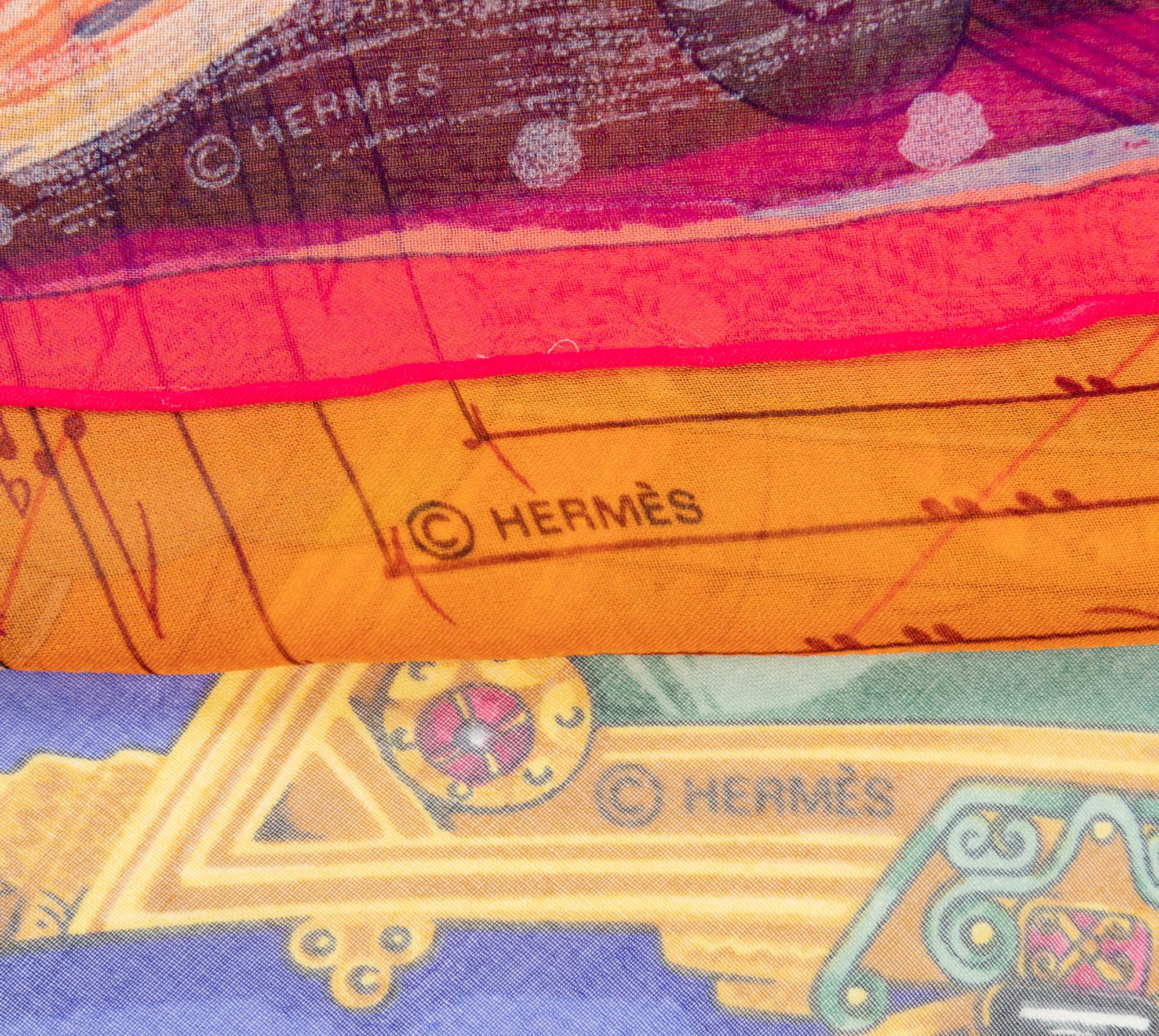 Three Hermès 90cm Silk Chiffon Scarves