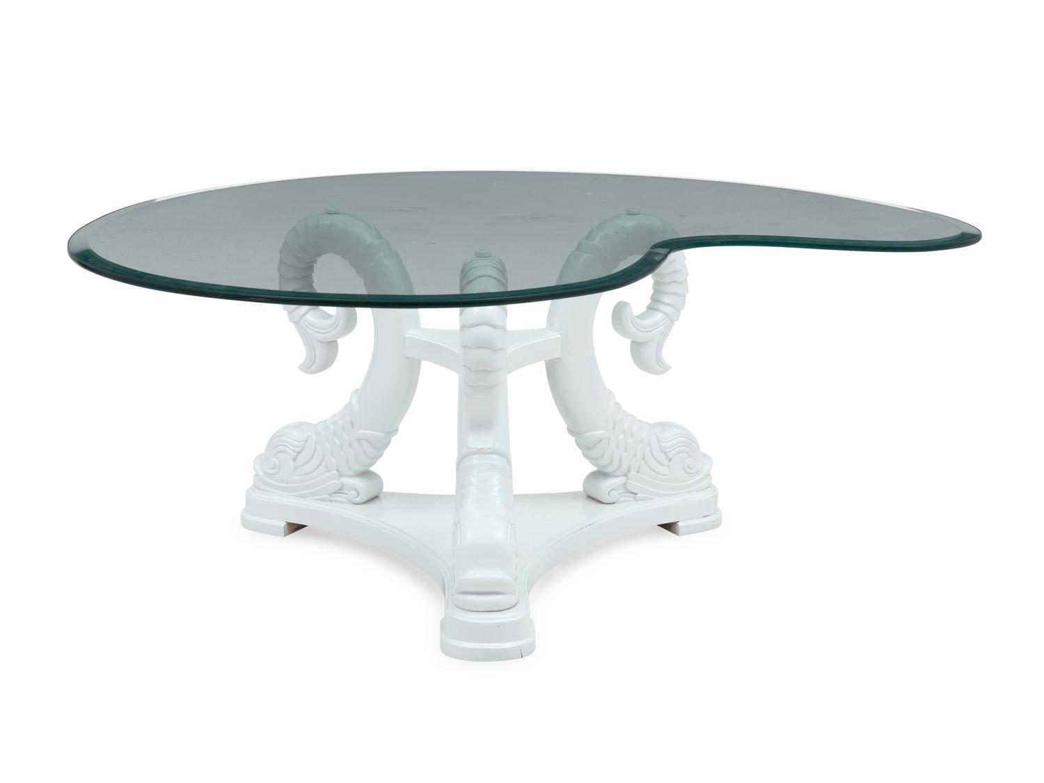 A Painted Wood and Glass Cocktail Table