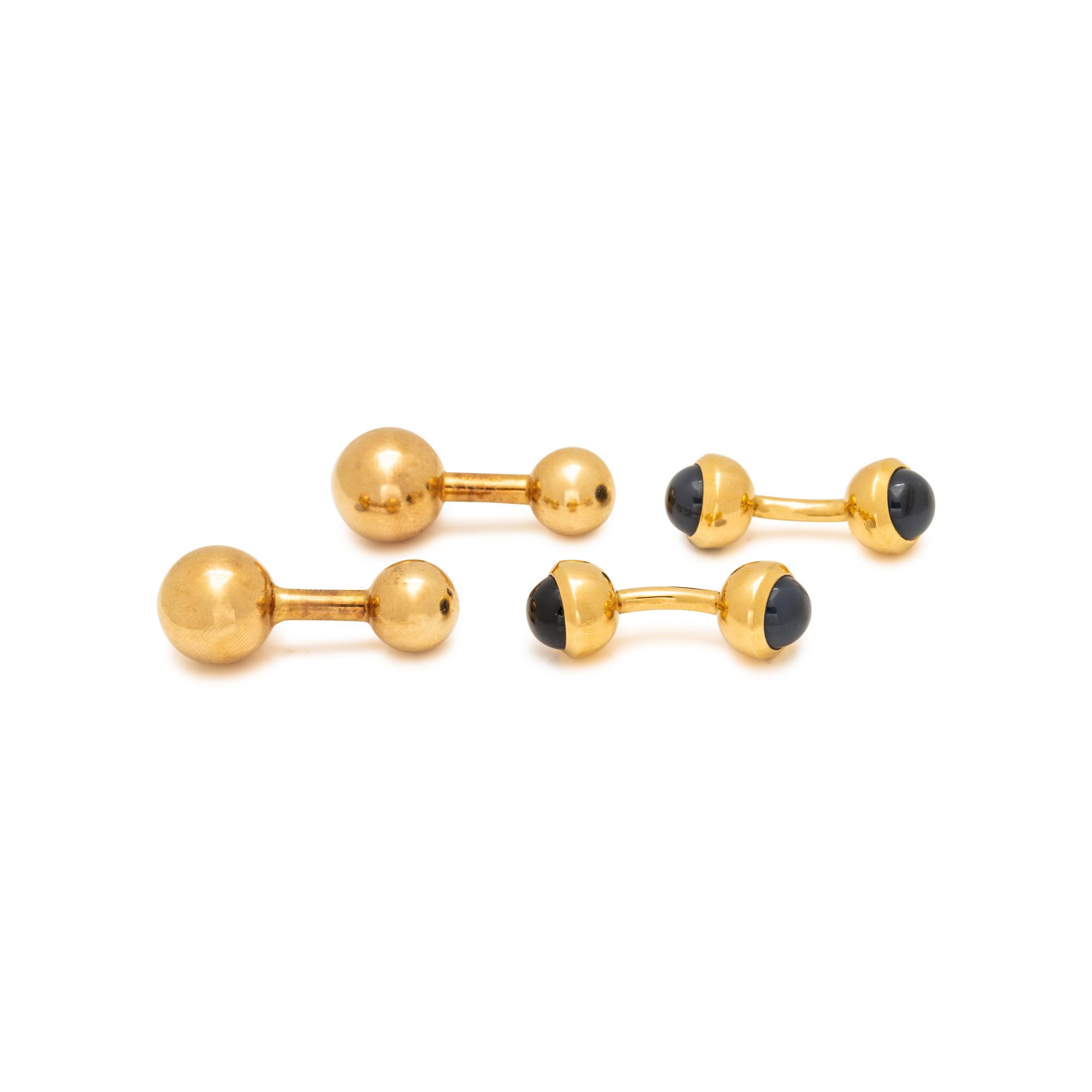 CARTIER, TWO PAIRS OF YELLOW GOLD CUFFLINKS