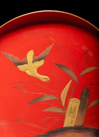 Eight Japanese Gilt Decorated Red Lacquered Wares