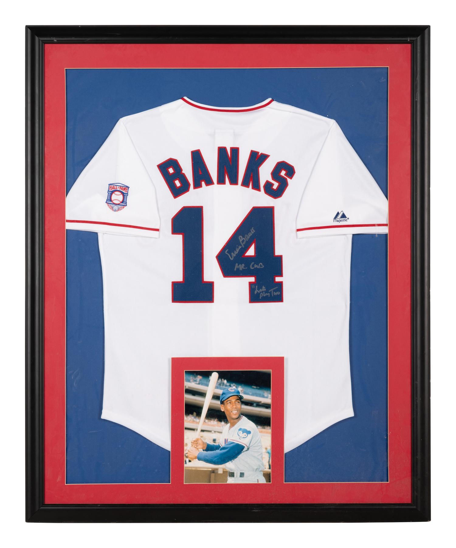 An Erine Banks Signed Autograph Hall of Fame Baseball Jersey With Multiple Inscriptions (Beckett Authentication Services Letter BAS Certified),