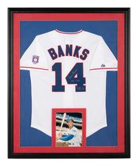 An Erine Banks Signed Autograph Hall of Fame Baseball Jersey With Multiple Inscriptions (Beckett Authentication Services Letter BAS Certified),