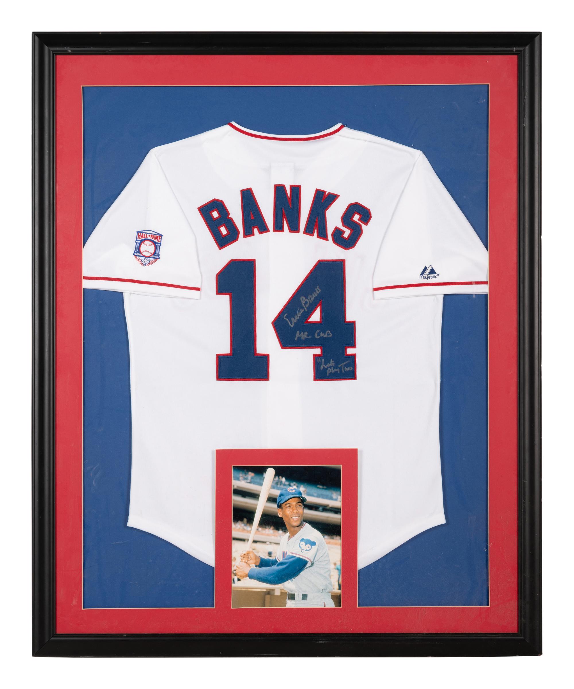 An Erine Banks Signed Autograph Hall of Fame Baseball Jersey With Multiple Inscriptions (Beckett Authentication Services Letter BAS Certified),