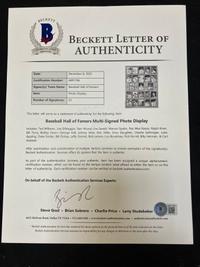 An Impressive Baseball Hall of Fame Signed Autograph Display - 23 Signatures Including Joe DiMaggio and Ted Williams (Beckett Authentication Services Letter),