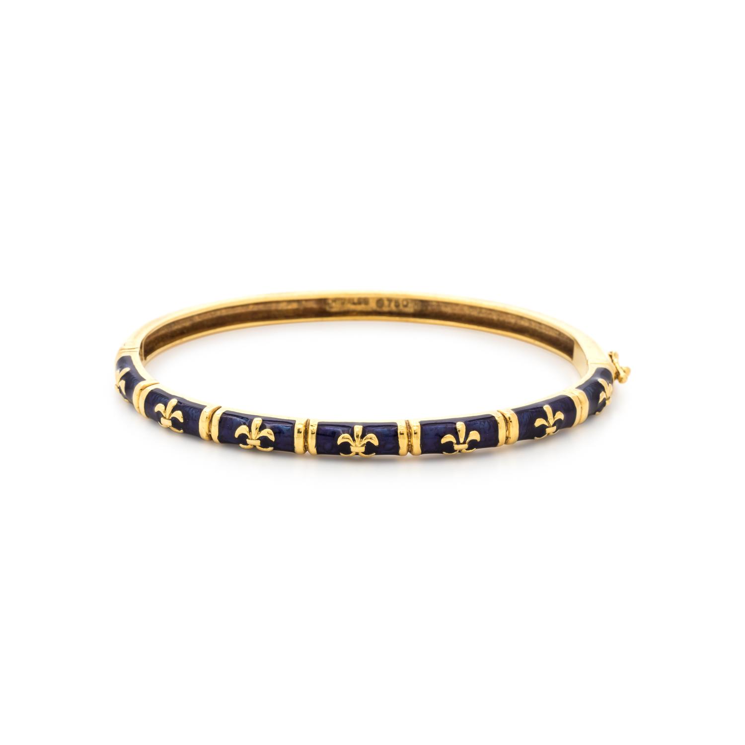YELLOW GOLD AND ENAMEL BANGLE BRACELET