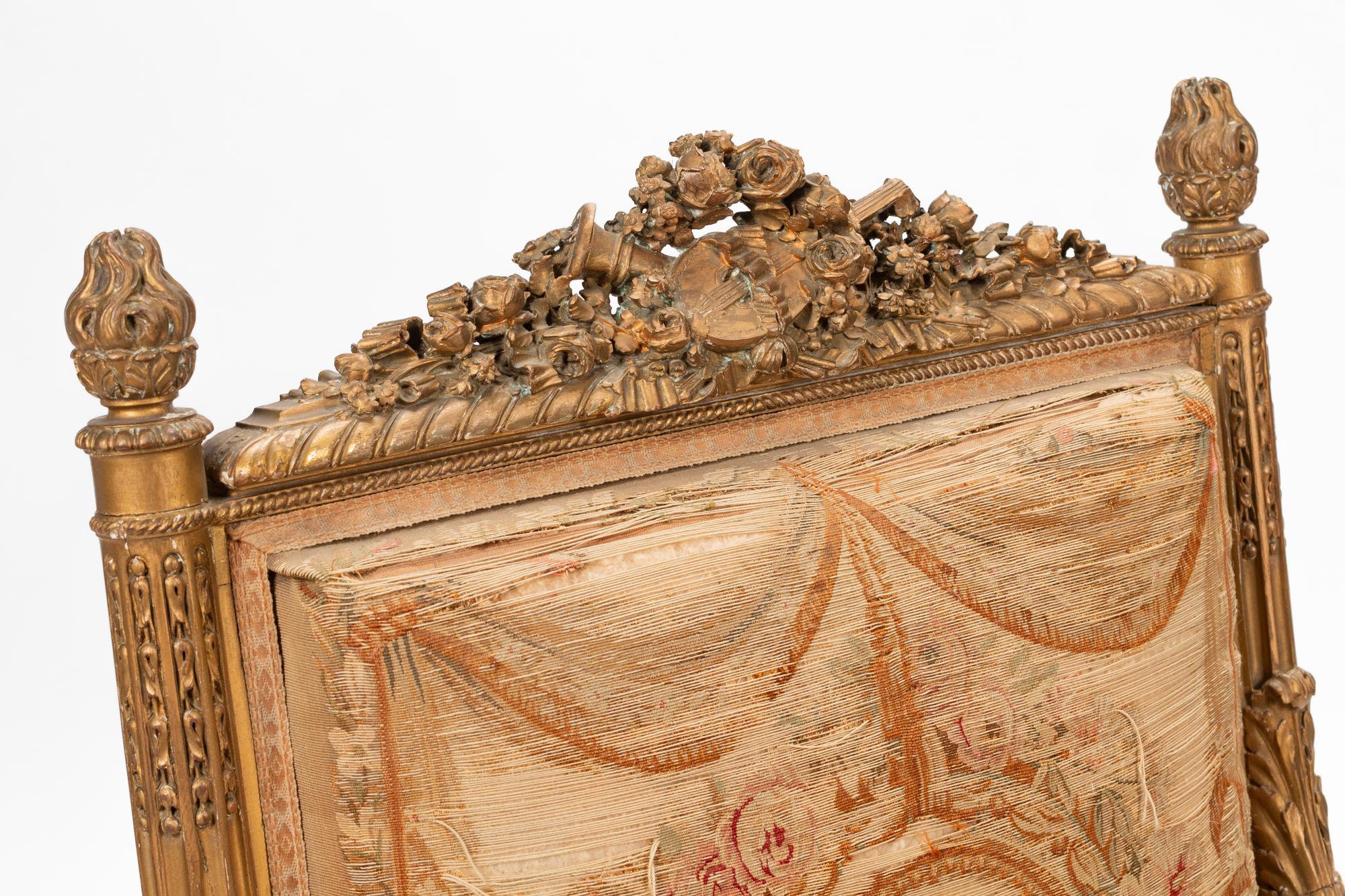 A Louis XVI Style Giltwood Fauteuil