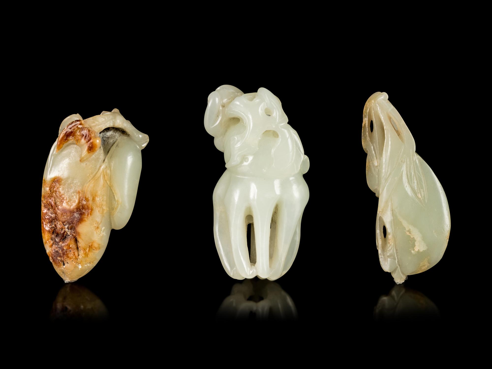 Three Jade Carvings of Fruits