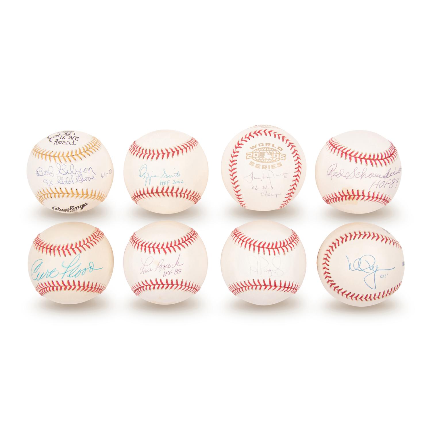 A Collection of St. Louis Hall of Fame and Notable Signed Autograph Baseballs