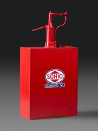 A Sohio Oil Dispenser with Hand Pump