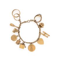 Low-Karat Yellow Gold and Yellow Gold Charm Bracelet