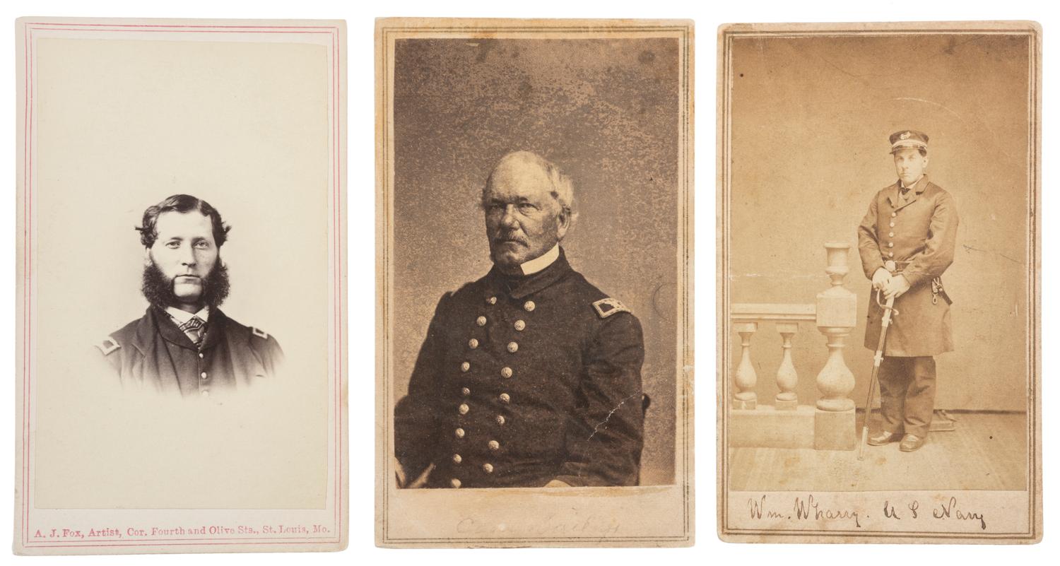 [CIVIL WAR]. A group of 3 CDVs of Brown Water Navy officers, incl. Josiah Benton, USS Osage .