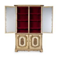 A Venetian Style Painted and Parcel Gilt Bookcase