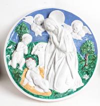 A Large Italian Polychrome Ceramic Wall Applique Diameter 25 inches. — LATE 19TH/EARLY 20TH CENTURY