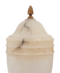 A Pair of Alabaster Urns Fitted as Lamps