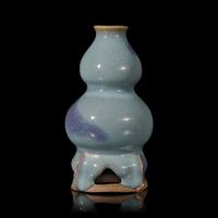 A Chinese Jun Style Purple Splashed 'Double Gourd' Vase with Integral Stand — 紫斑藍鈞葫蘆連座瓶
