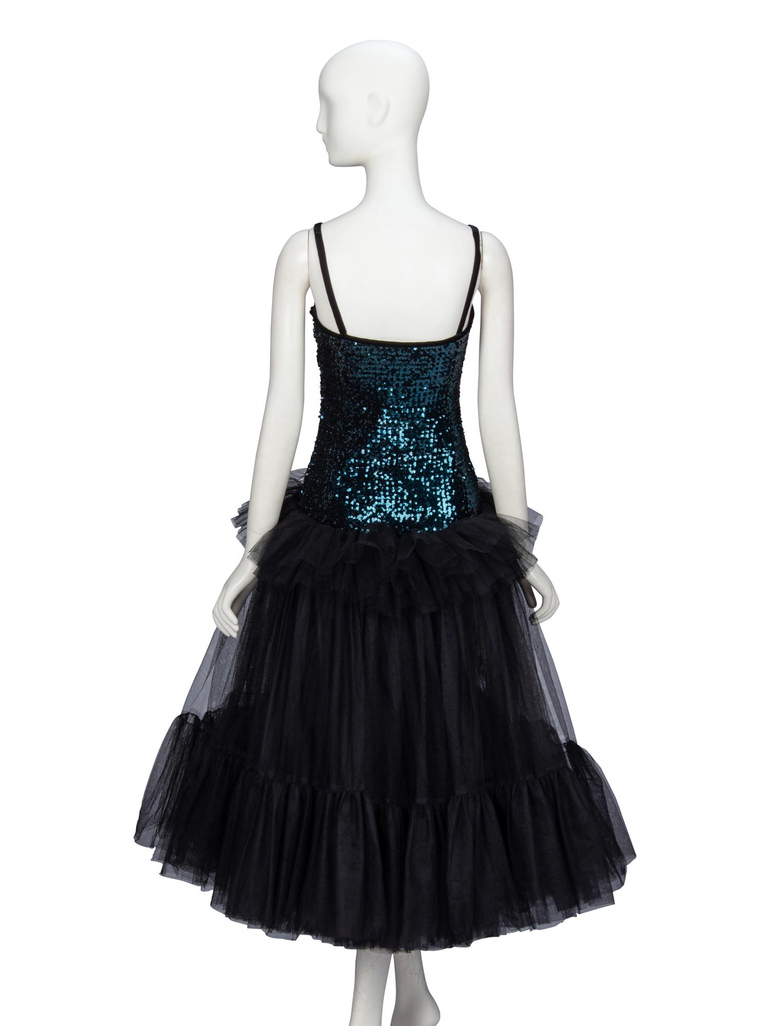 Saint Laurent Rive Gauche, Sequin & Tulle Cocktail Dress, 1983